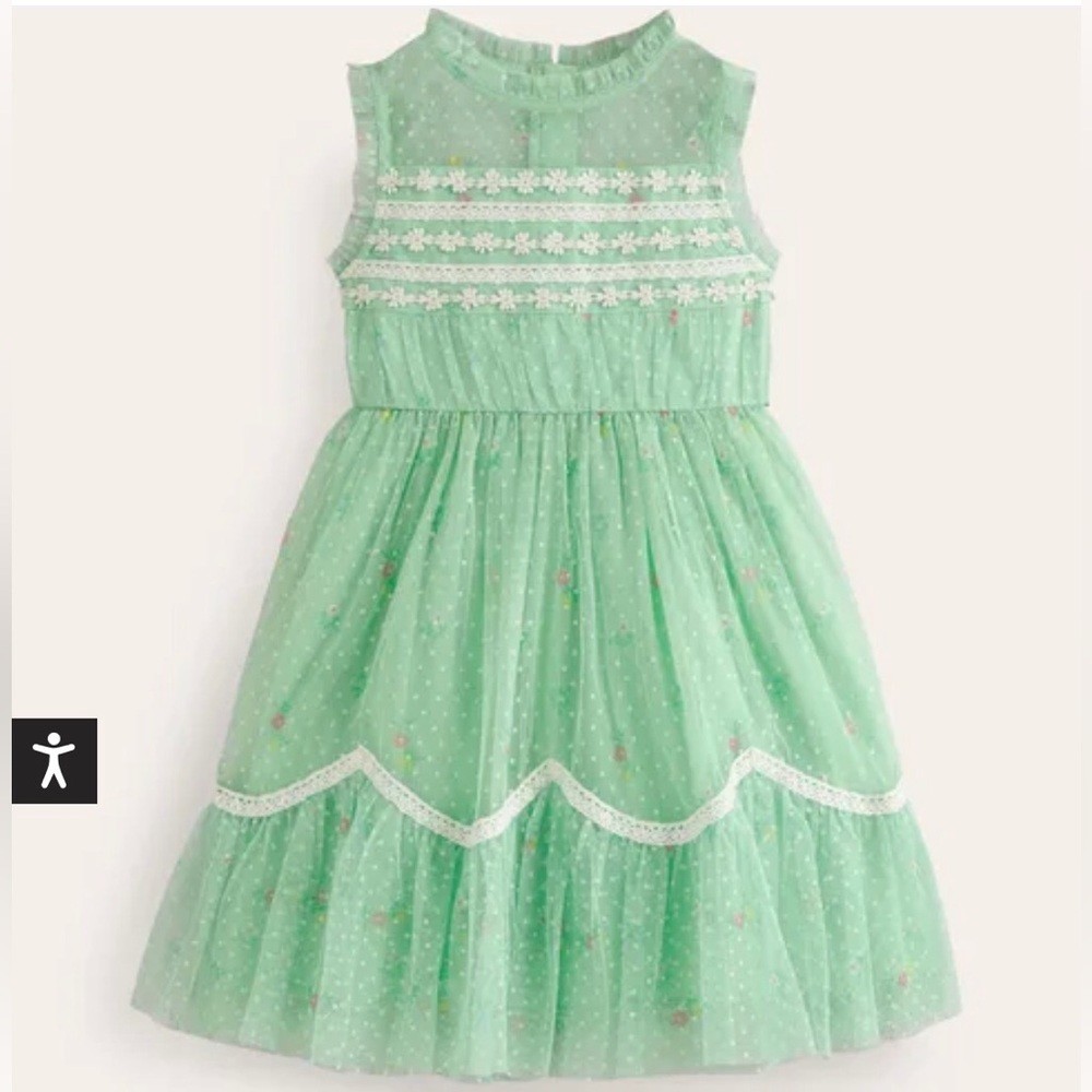 NEW Mini Boden Scallop Hem Tulle Dress in Pistachio Green 3-4 Years - Picture 8 of 8